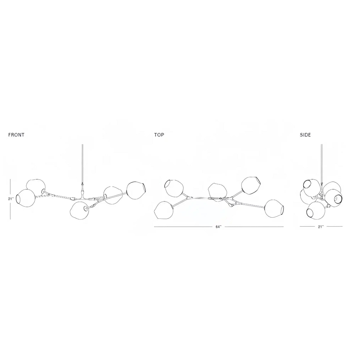 Modern Sputnik Smoky Gray/Amber Glass Branch Chandelier for Kitchen Island/Dining Room - 9 Globes/W79.9"*25.2"*H20.87"Brass Finish/Clear GlassWarm Lightcasivra