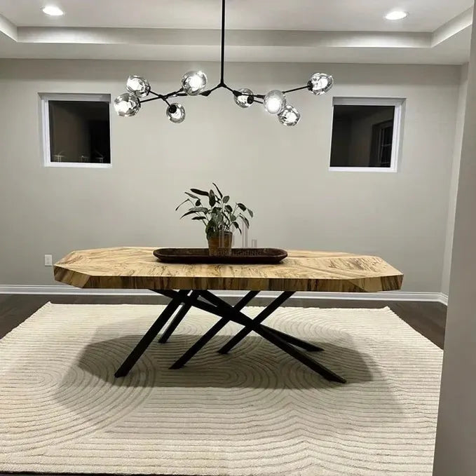 Modern Sputnik Smoky Gray/Amber Glass Branch Chandelier for Kitchen Island/Dining Room - 8 Globes/W89.76"*D33.07"*H22.8"Brass Finish/Clear GlassWarm Lightcasivra