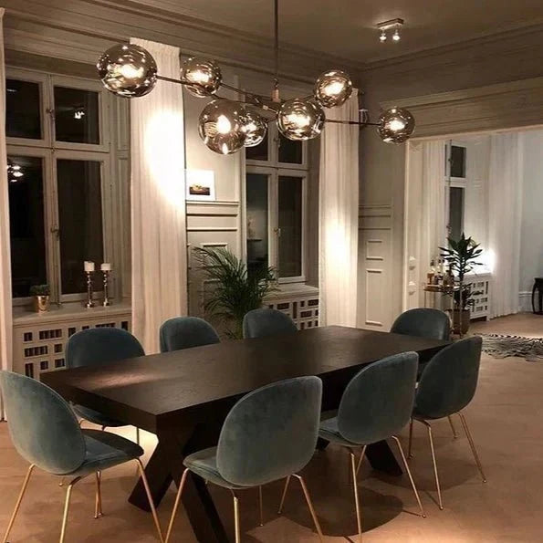 Modern Sputnik Smoky Gray/Amber Glass Branch Chandelier for Kitchen Island/Dining Room - 8 Globes/W89.76"*D33.07"*H22.8"Brass Finish/Clear GlassWarm Lightcasivra