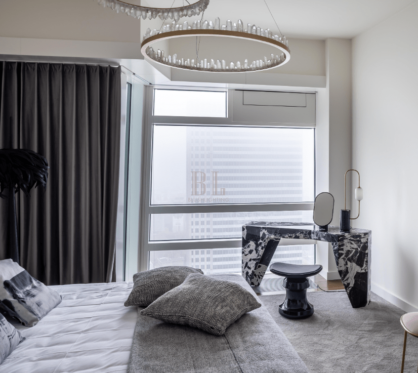 Modern Style Rings Brass & Natural Quartz Crystal Chandelier in Brass/Black Finish - 1 Tier / D23.6" * H4"BrassWarm Lightcasivra