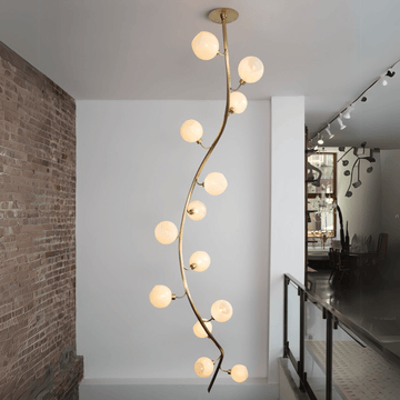 Modern Vertical Handcrafted Glass Globe Chandelier for High Ceilings - D45"*H132.5"Warm Lightcasivra