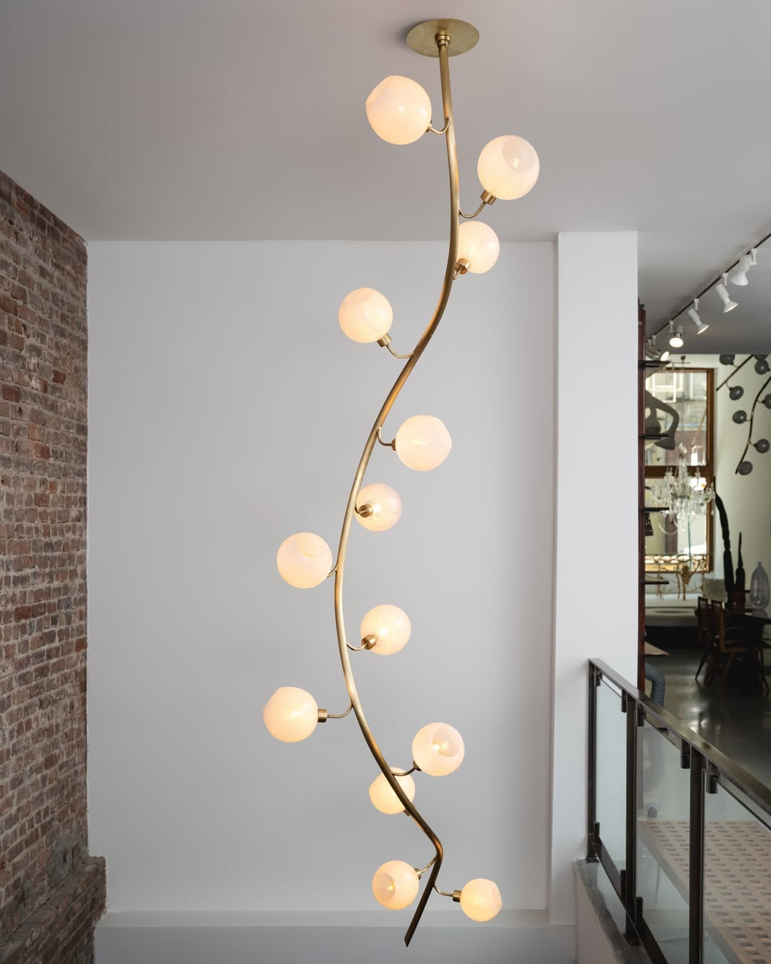 Modern Vertical Handcrafted Glass Globe Chandelier for High Ceilings - D45"*H132.5"Warm Lightcasivra