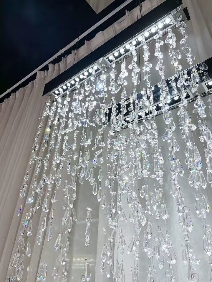 Modern Waterfall Tassel Crystal Chandelier for Dining & Kitchen-Chandelier-casivra-casivra