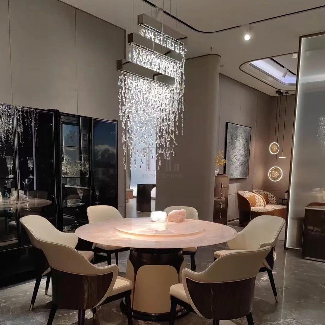 Modern Waterfall Tassel Crystal Chandelier for Dining & Kitchen-Chandelier-casivra-casivra