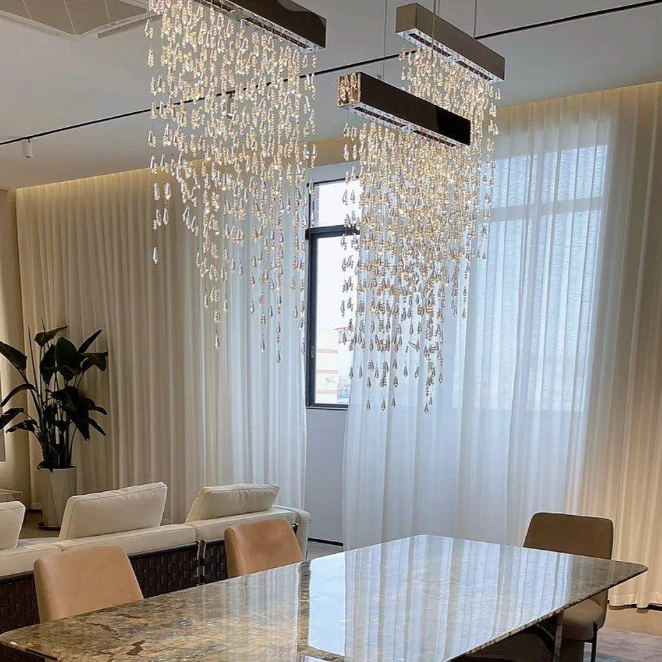 Modern Waterfall Tassel Crystal Chandelier for Dining & Kitchen-Chandelier-casivra-casivra