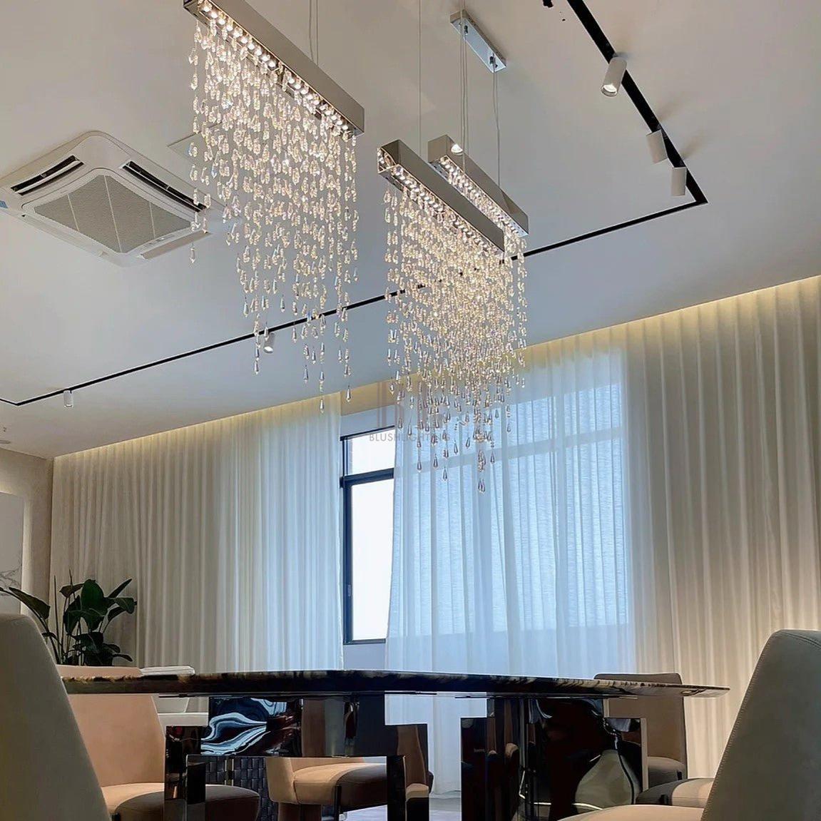Modern Waterfall Tassel Crystal Chandelier for Dining & Kitchen-Chandelier-casivra-casivra
