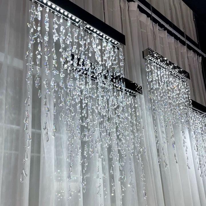 Modern Waterfall Tassel Crystal Chandelier for Dining & Kitchen-Chandelier-casivra-casivra
