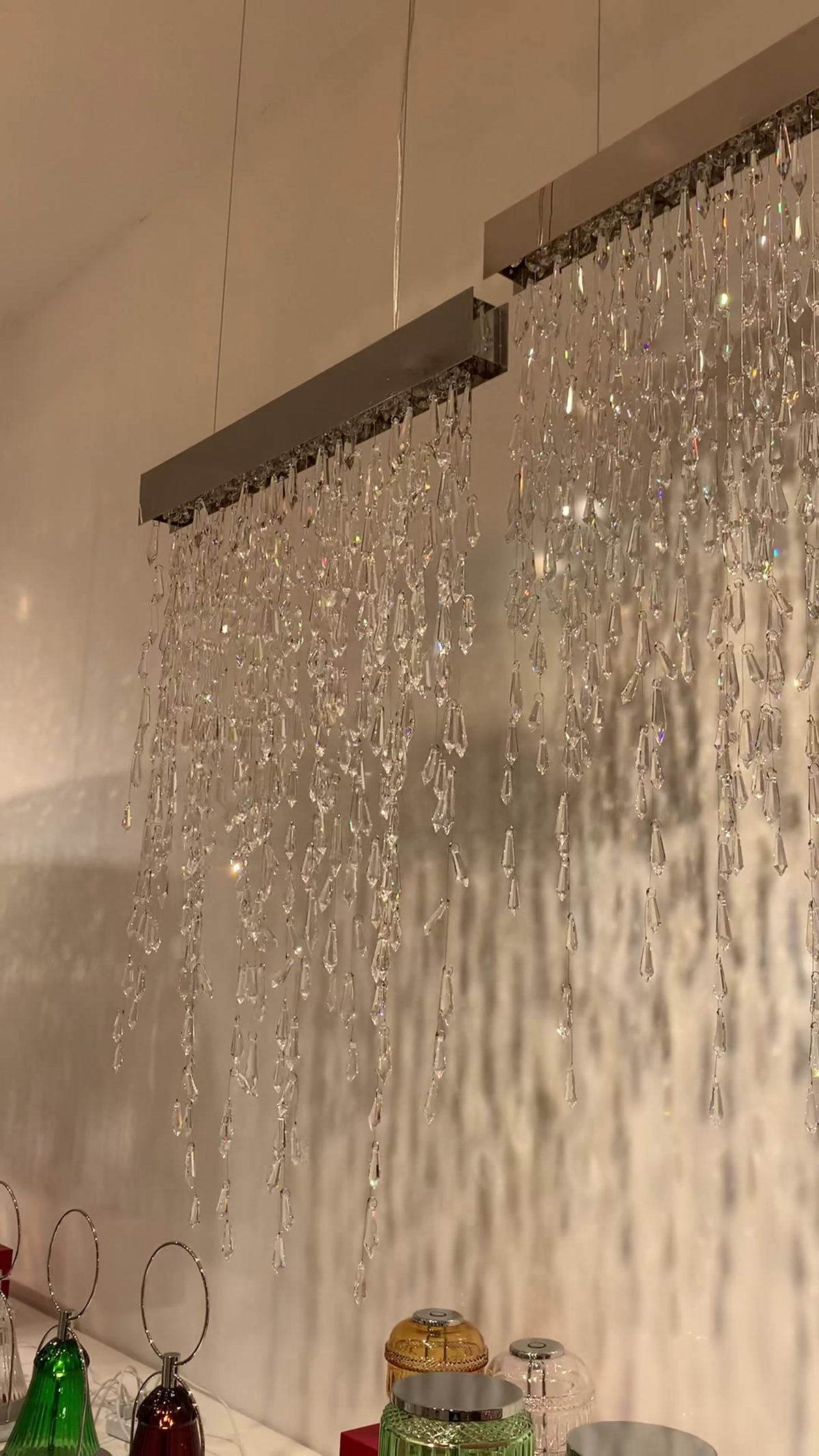 Modern Waterfall Tassel Crystal Chandelier for Dining & Kitchen-Chandelier-casivra-casivra