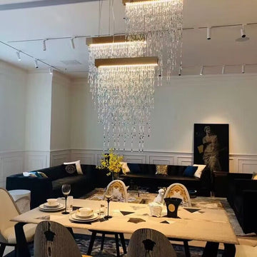 Modern Waterfall Tassel Crystal Chandelier for Dining & Kitchen-Chandelier-casivra-casivra