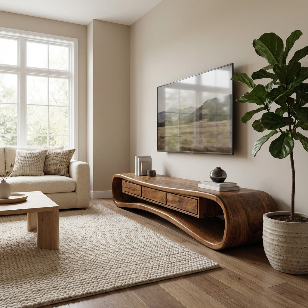 Minimalist Live Edge TV Stand For Living Room