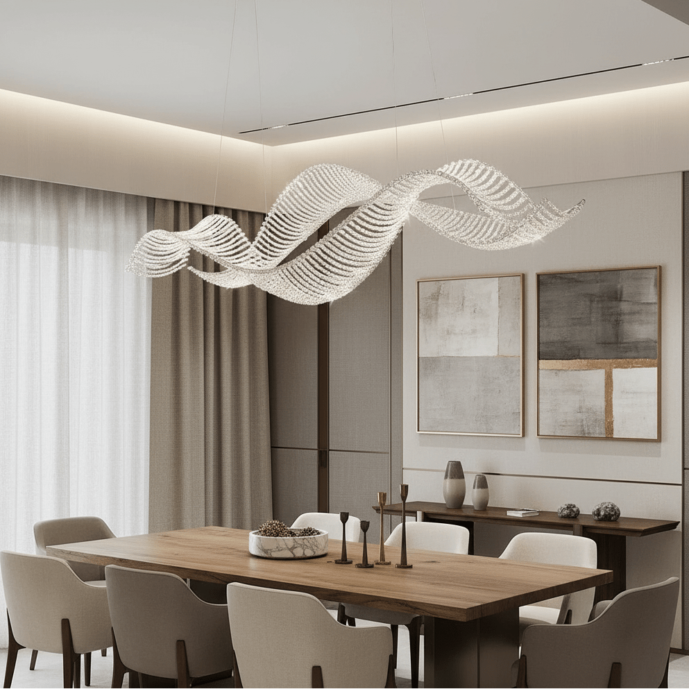 Alleri integrated-LED crystal chandelier side profile