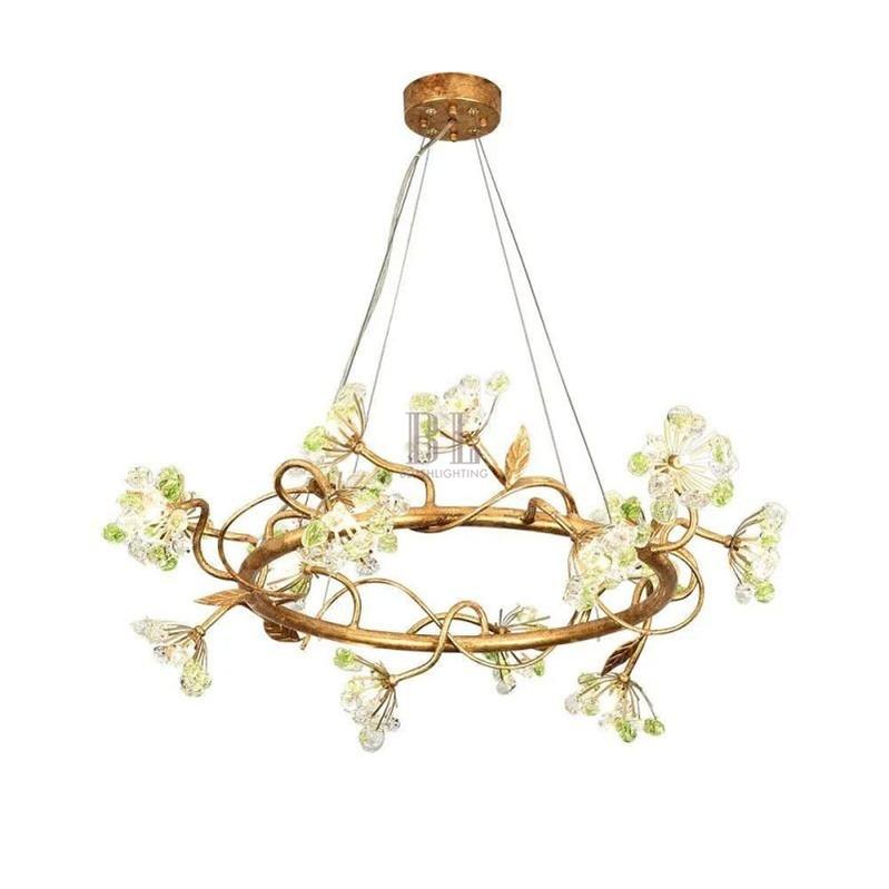 Modes Brass Ring Stone Flower Chandelier - 24"Dcasivra