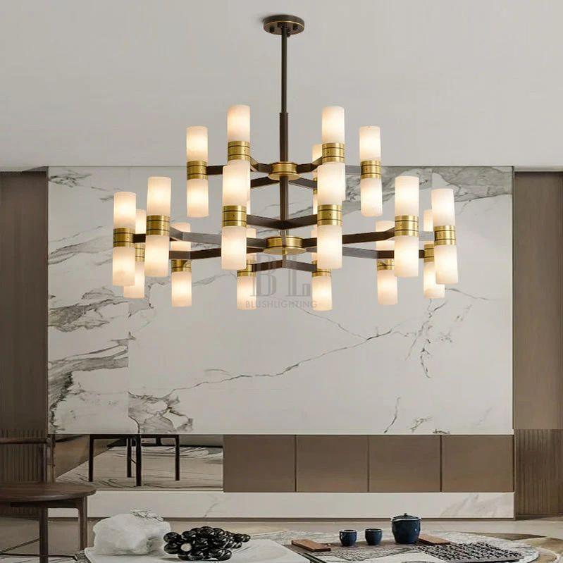 Moral Alabaster Round chandelier - 8 - Lights 25"Dcasivra