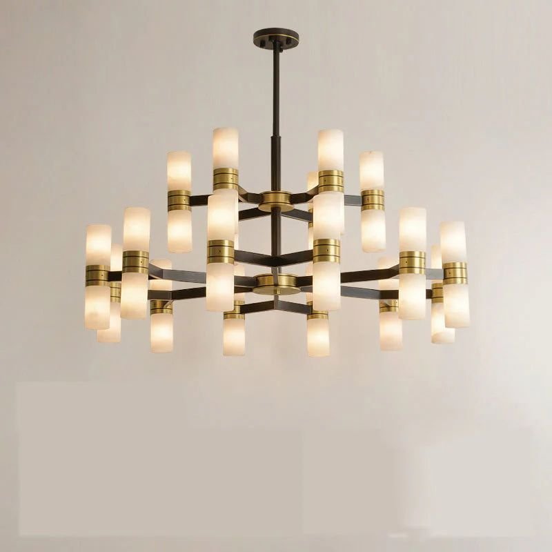 Moral Alabaster Round chandelier - 12+6 - Lights 37"Dcasivra