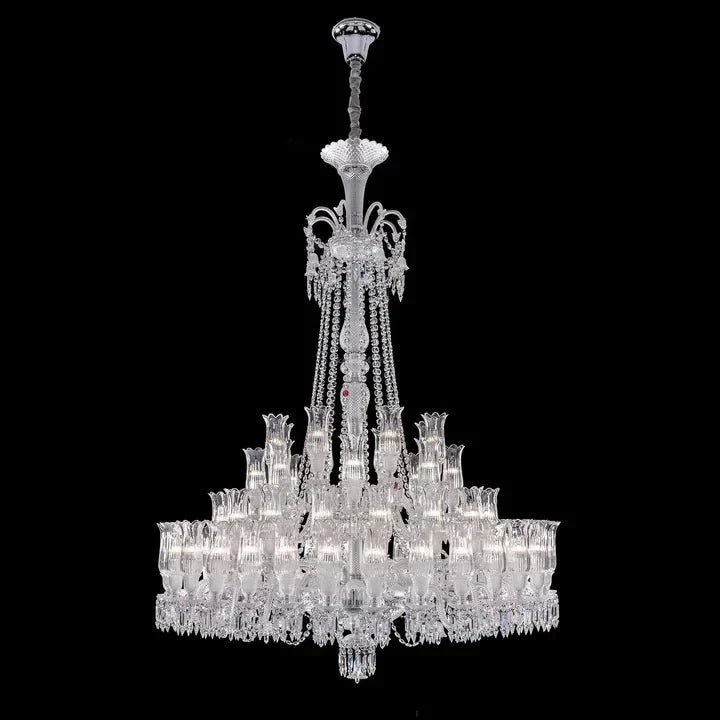 Multi Layer Chrome Crystal Chandelier in French Style with Romantic Branch Flowers for Grand Hallway and Staircase - D47.2"*H63.9"Warm Lightcasivra