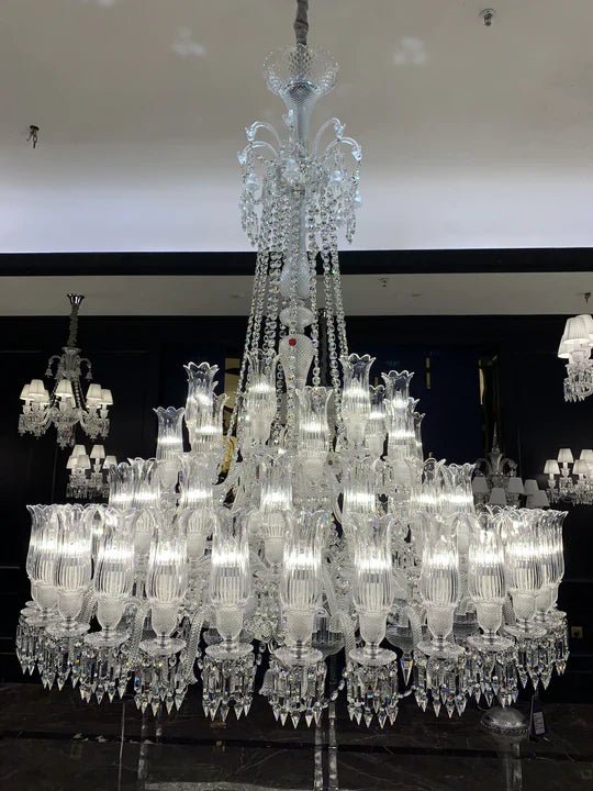 Multi Layer Chrome Crystal Chandelier in French Style with Romantic Branch Flowers for Grand Hallway and Staircase - D47.2"*H63.9"Warm Lightcasivra