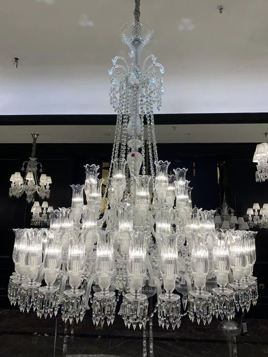 Multi Layer Chrome Crystal Chandelier in French Style with Romantic Branch Flowers for Grand Hallway and Staircase - D47.2"*H63.9"Warm Lightcasivra