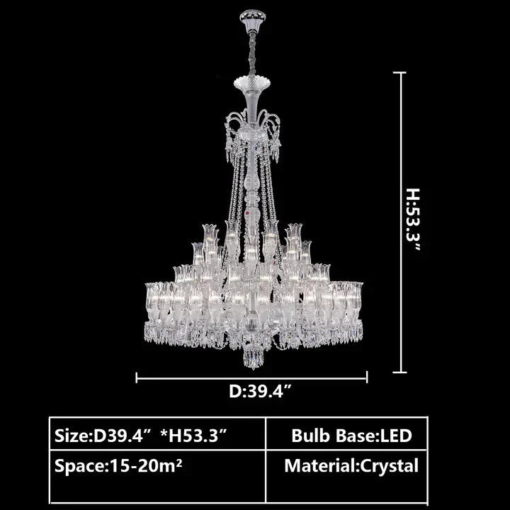 Multi Layer Chrome Crystal Chandelier in French Style with Romantic Branch Flowers for Grand Hallway and Staircase - D47.2"*H63.9"Warm Lightcasivra
