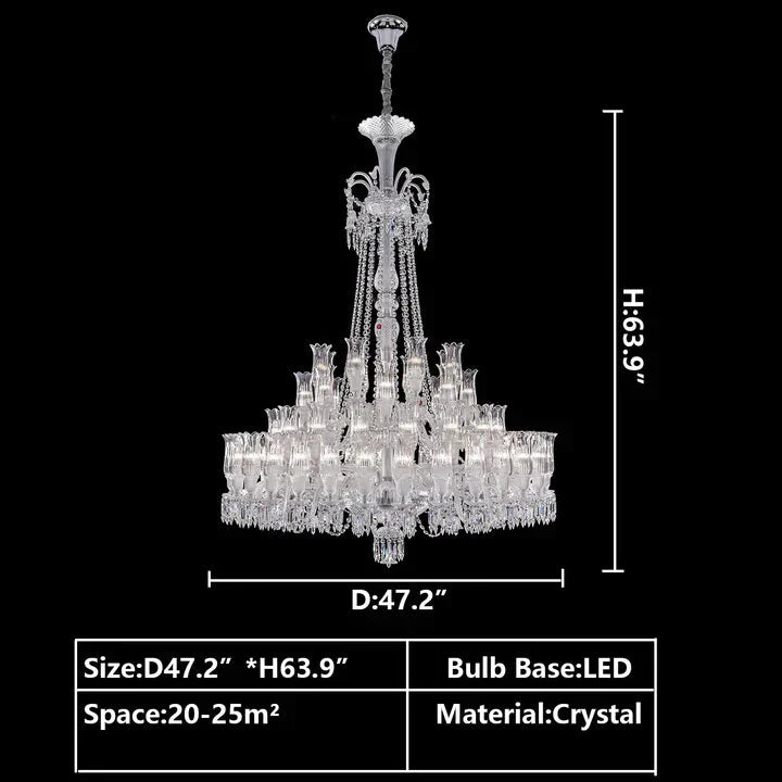 Multi Layer Chrome Crystal Chandelier in French Style with Romantic Branch Flowers for Grand Hallway and Staircase - D47.2"*H63.9"Warm Lightcasivra