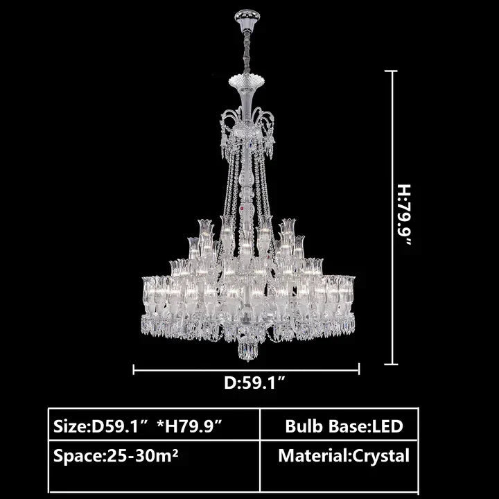 Multi Layer Chrome Crystal Chandelier in French Style with Romantic Branch Flowers for Grand Hallway and Staircase - D47.2"*H63.9"Warm Lightcasivra