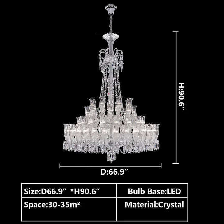 Multi Layer Chrome Crystal Chandelier in French Style with Romantic Branch Flowers for Grand Hallway and Staircase - D47.2"*H63.9"Warm Lightcasivra