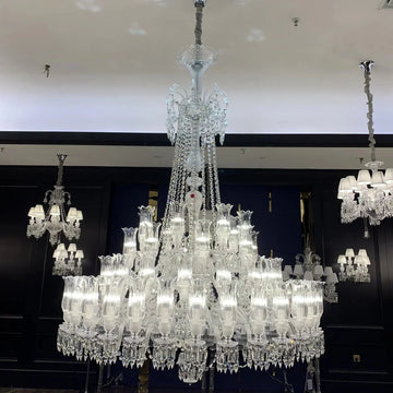 Multi Layer Chrome Crystal Chandelier in French Style with Romantic Branch Flowers for Grand Hallway and Staircase - D39.4"*H53.3"Warm Lightcasivra