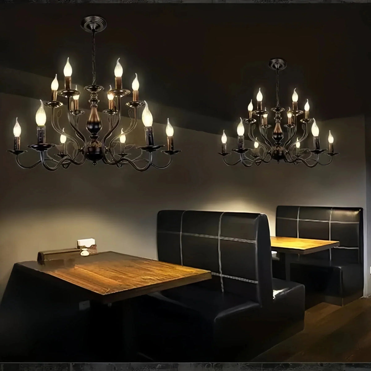 Multi Layer Iron Chandelier with Electronic Candles in Vintage Country Style for Living Room Cafe and Study - 1 Layer: D39.4"Warm Lightcasivra
