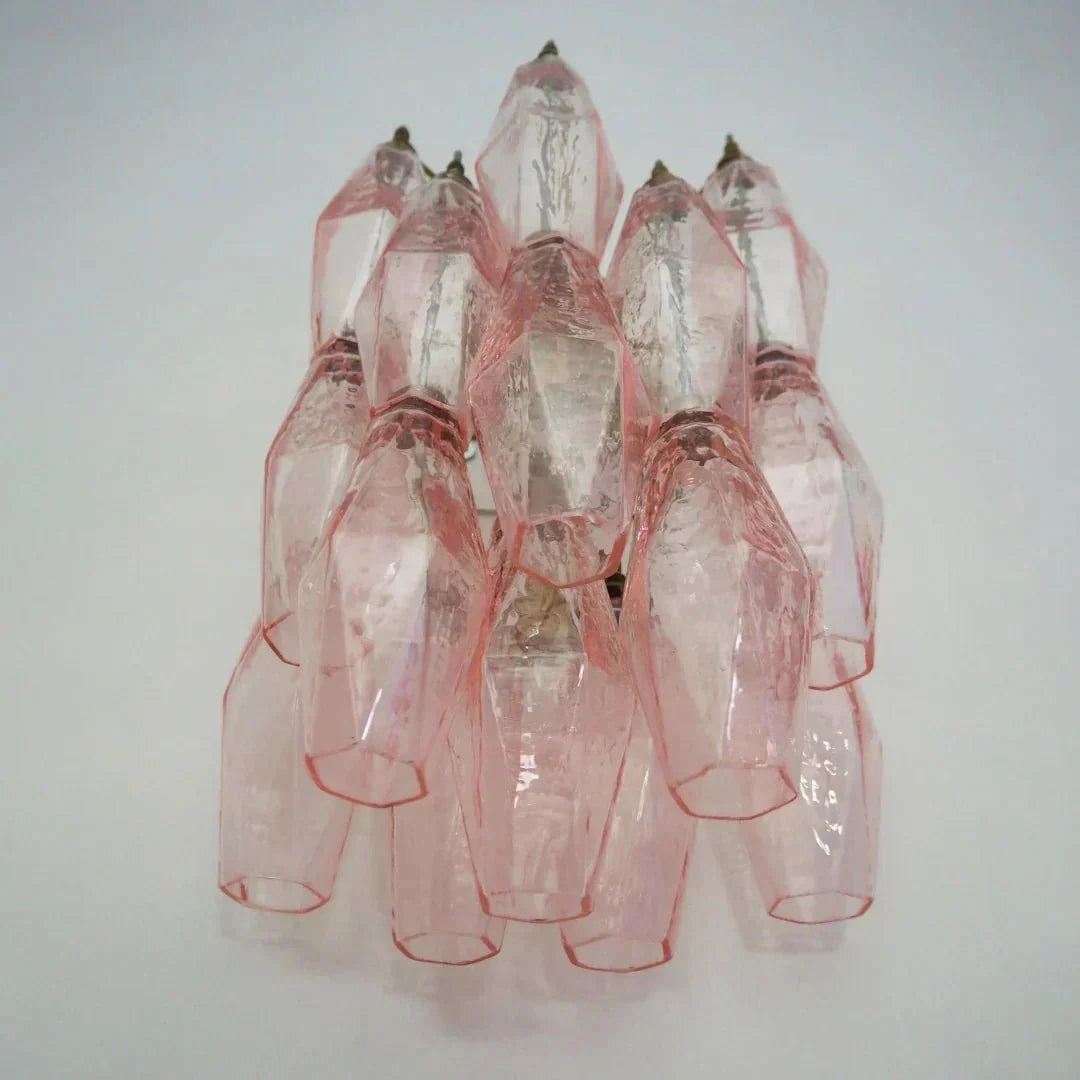 Murano Poliedri Pink Glass Wall Sconces - Dia 9.8″(25cm) x H 15.7″(40cm) Set Of 2Pinkcasivra