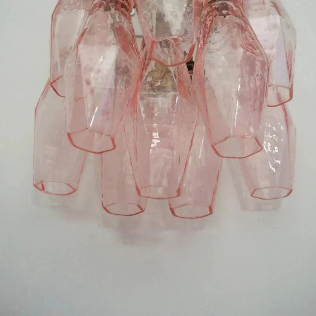 Murano Poliedri Pink Glass Wall Sconces - Dia 9.8″(25cm) x H 15.7″(40cm) Set Of 2Pinkcasivra