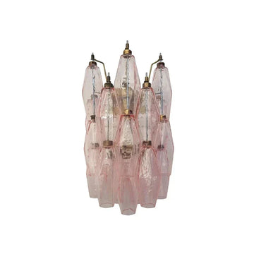 Murano Poliedri Pink Glass Wall Sconces - Dia 9.8″(25cm) x H 15.7″(40cm)Pinkcasivra
