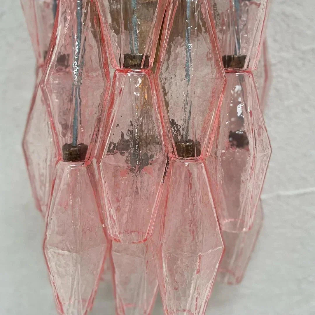 Murano Poliedri Pink Glass Wall Sconces - Dia 9.8″(25cm) x H 15.7″(40cm) Set Of 2Pinkcasivra