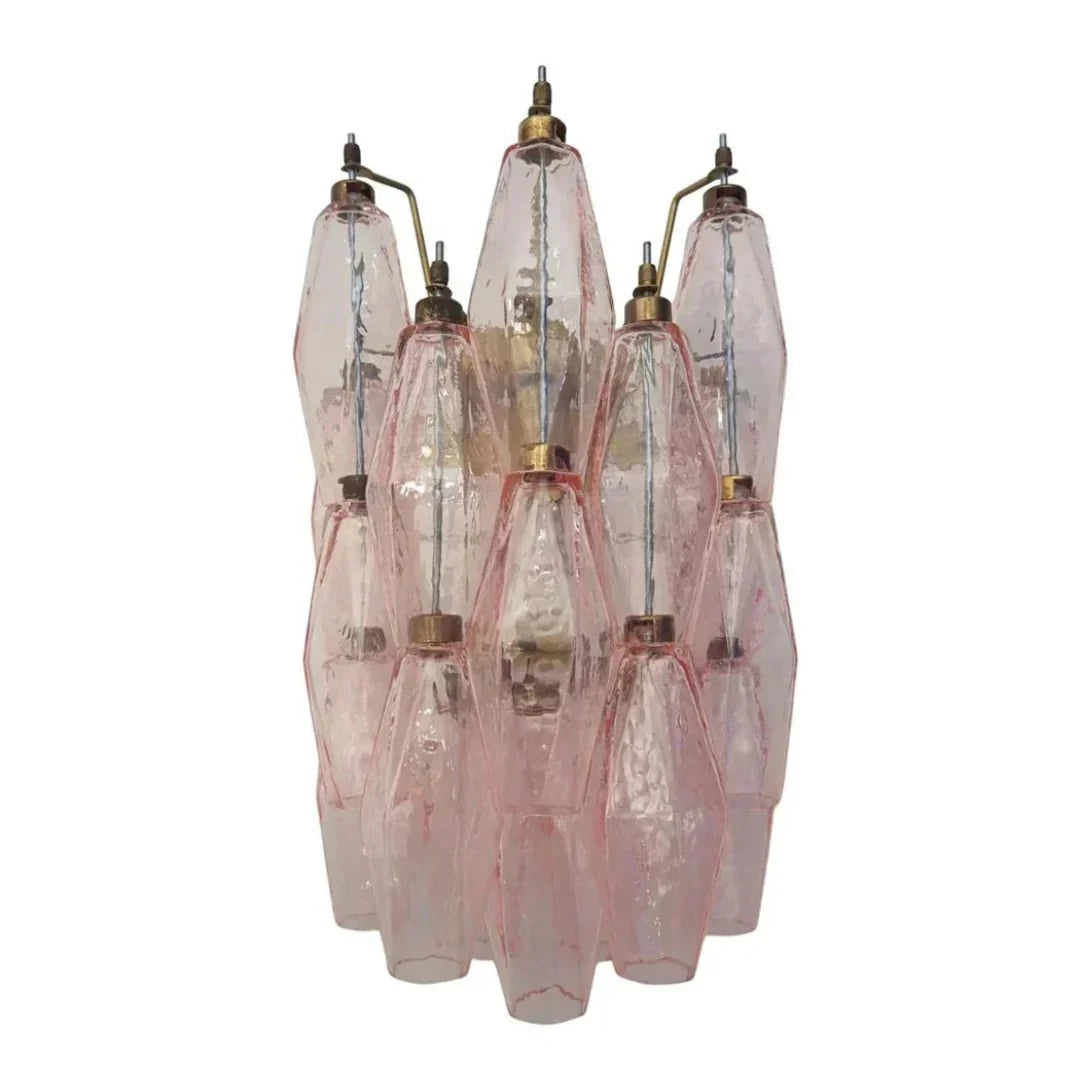 Murano Poliedri Pink Glass Wall Sconces - Dia 9.8″(25cm) x H 15.7″(40cm) Set Of 2Pinkcasivra