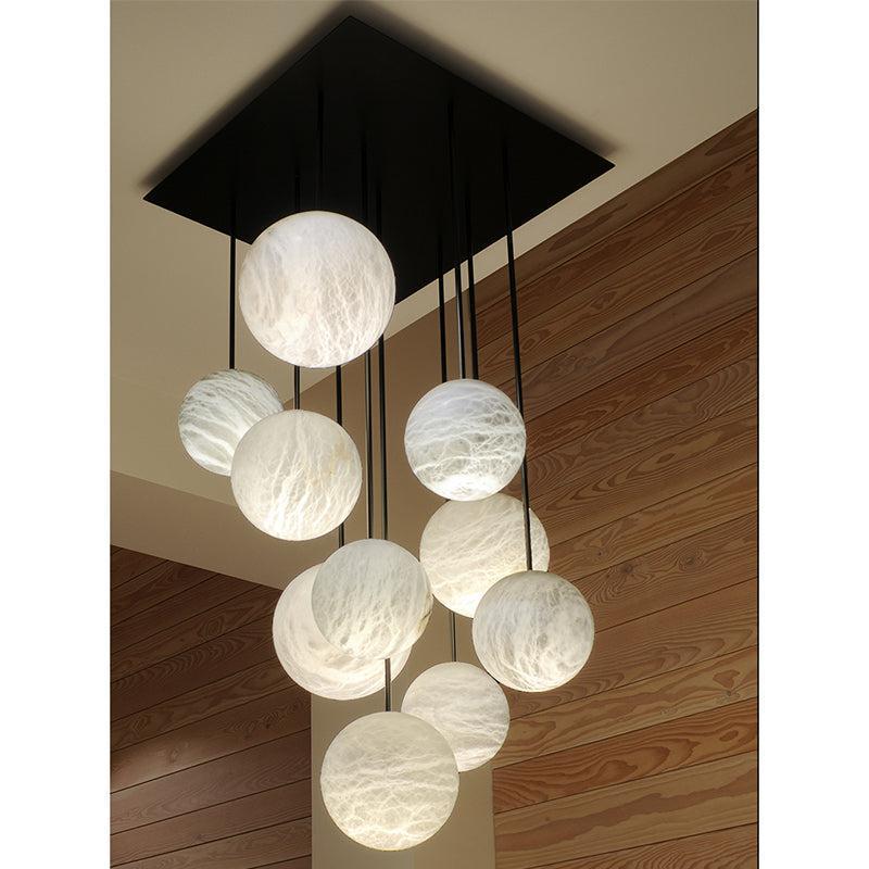 Nami Alabaster Sphere Staircase Chandelier,Multi Pendant Light - 10 Ballscasivra
