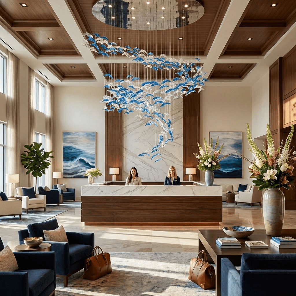 Nerissa LED Glass Dolphin Chandelier - Dia 59.1″ × H 70.9″Blue & ClearWarm Lightcasivra