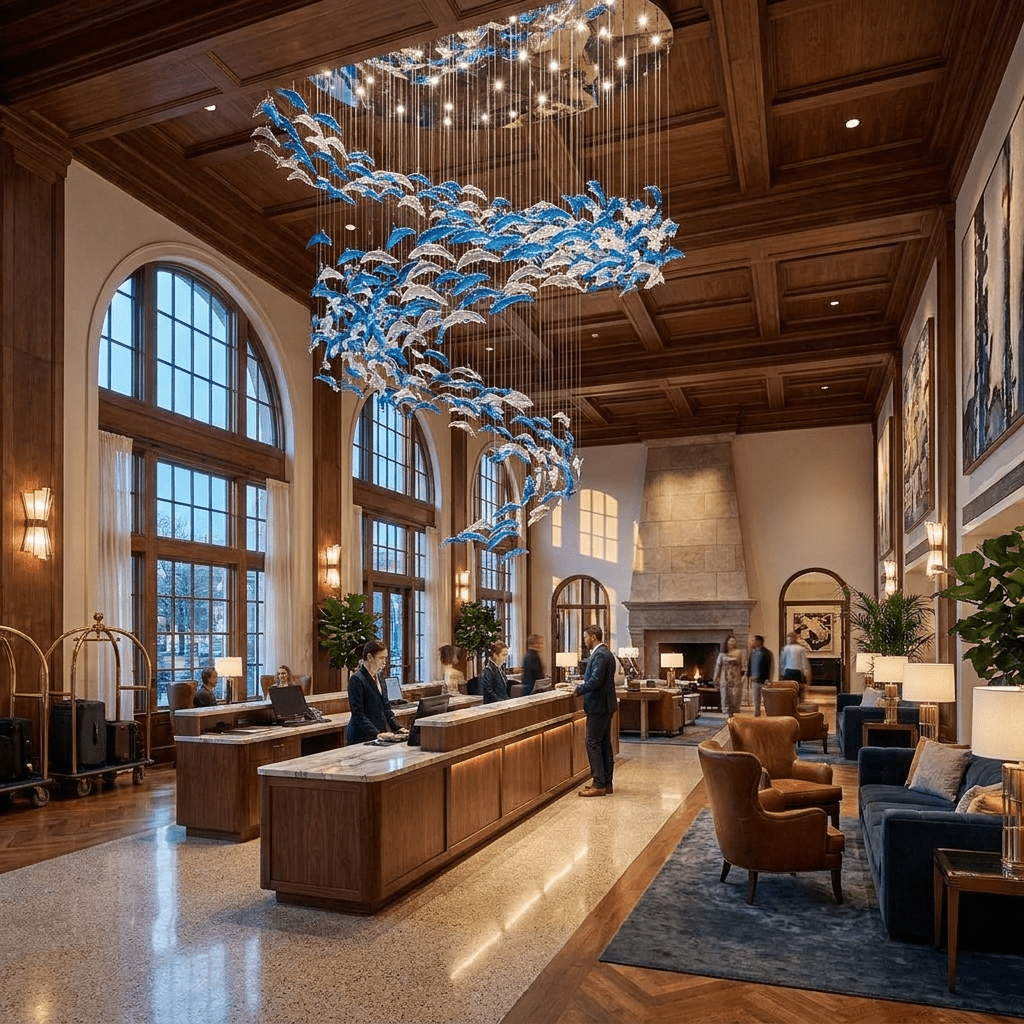 Nerissa LED Glass Dolphin Chandelier - Dia 59.1″ × H 70.9″Blue & ClearWarm Lightcasivra