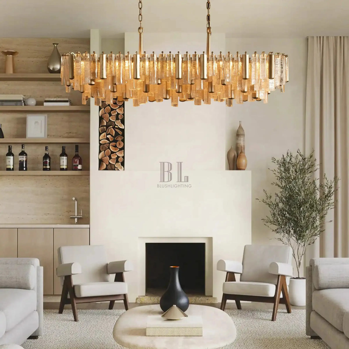 Nerina Linear Chandelier - brass finish, modern home lighting