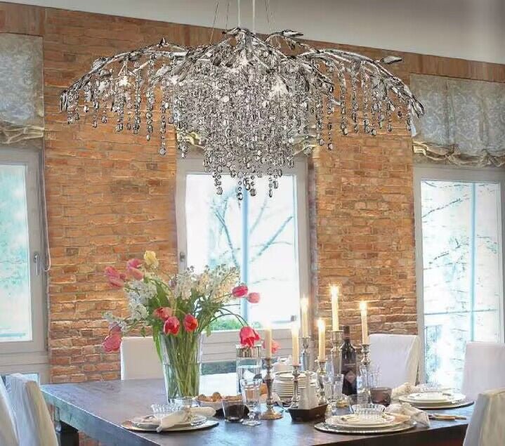 New Luxury Branch Crystal Pendant Chandelier Designer Creative Art Dining Room/Living Room Light Fixture - L74.8"*W29.52"*H23.0"ChromeWarm Lightcasivra
