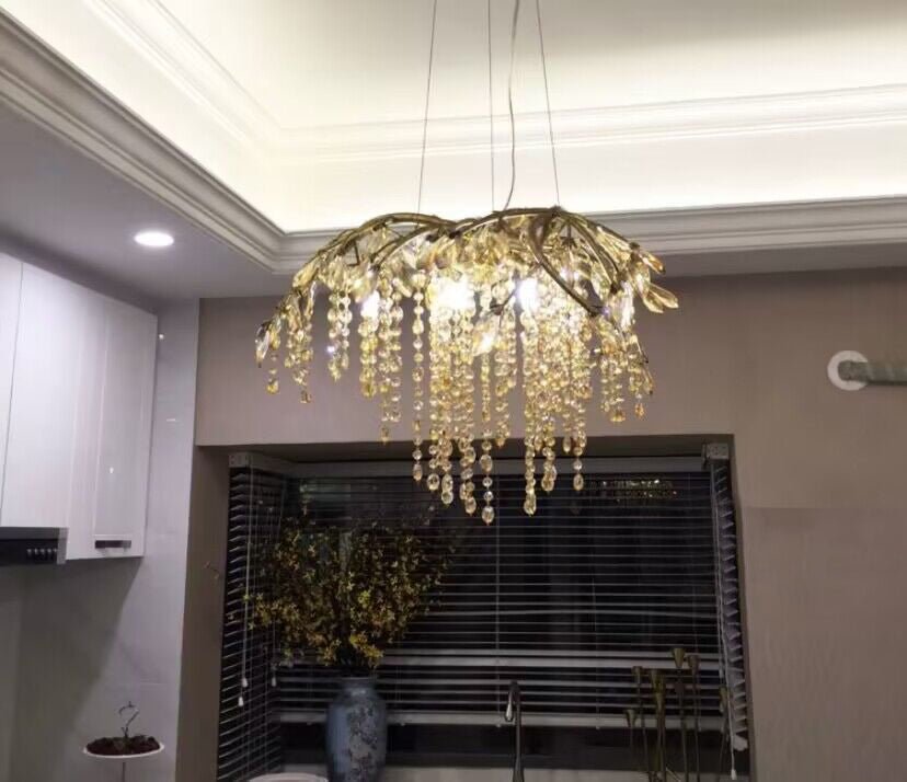 New Luxury Branch Crystal Pendant Chandelier Designer Creative Art Dining Room/Living Room Light Fixture - L26.8"*W29.52"*H14.2"GoldWarm Lightcasivra