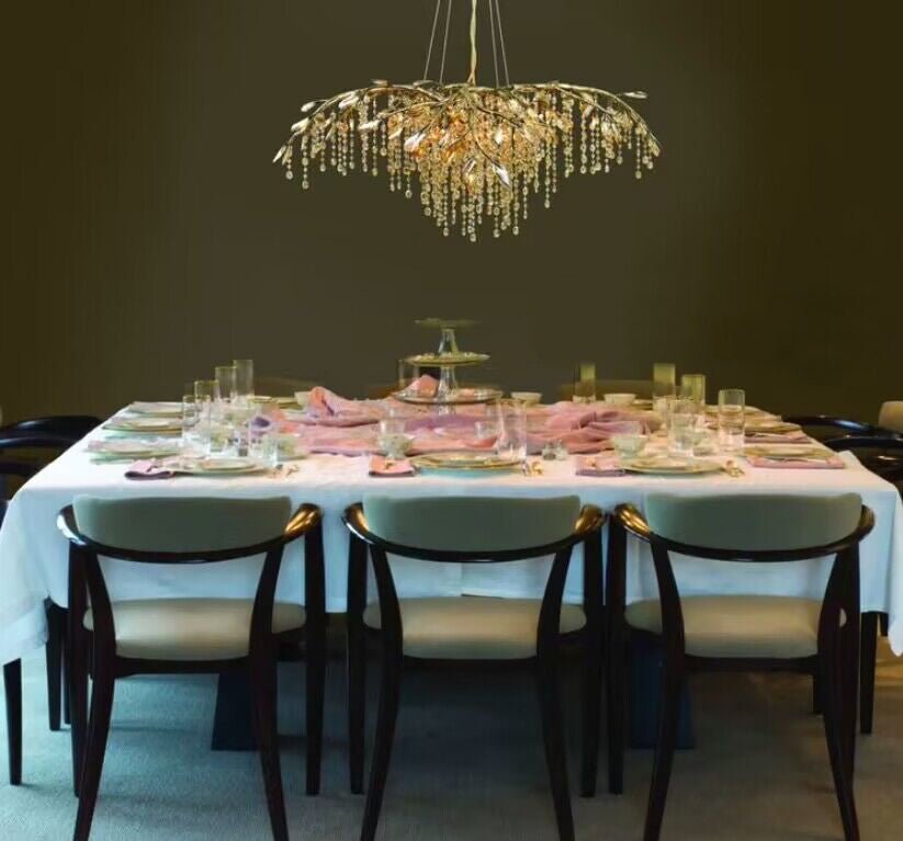 New Luxury Branch Crystal Pendant Chandelier Designer Creative Art Dining Room/Living Room Light Fixture - L26.8"*W29.52"*H14.2"GoldWarm Lightcasivra