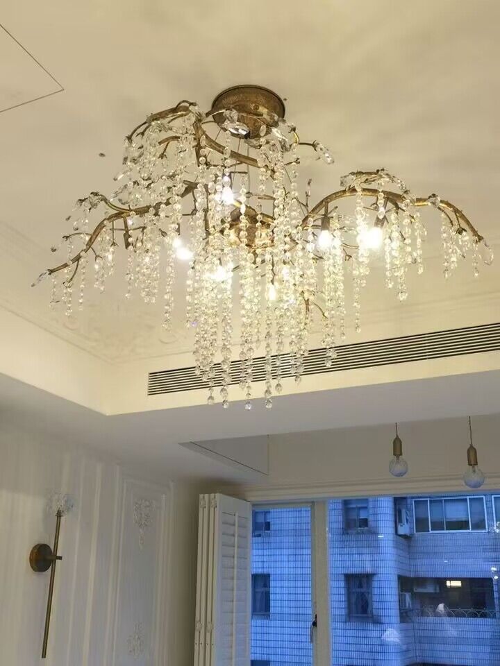 New Luxury Branch Crystal Pendant Chandelier Designer Creative Art Dining Room/Living Room Light Fixture - L26.8"*W29.52"*H14.2"GoldWarm Lightcasivra