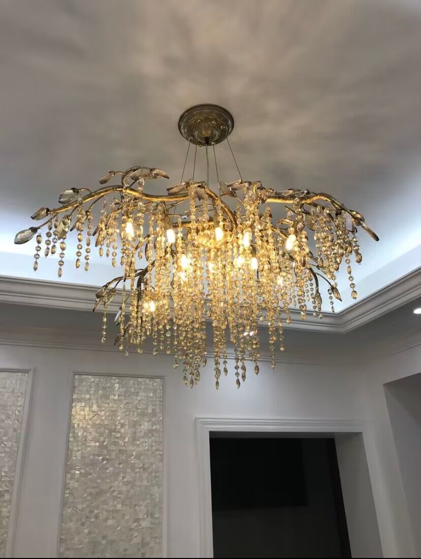 New Luxury Branch Crystal Pendant Chandelier Designer Creative Art Dining Room/Living Room Light Fixture - L26.8"*W29.52"*H14.2"GoldWarm Lightcasivra