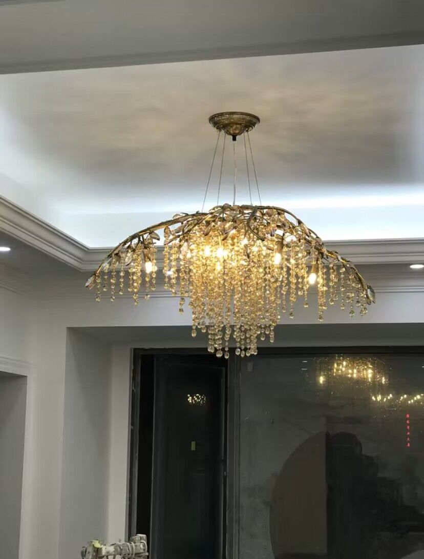 New Luxury Branch Crystal Pendant Chandelier Designer Creative Art Dining Room/Living Room Light Fixture - L26.8"*W29.52"*H14.2"GoldWarm Lightcasivra