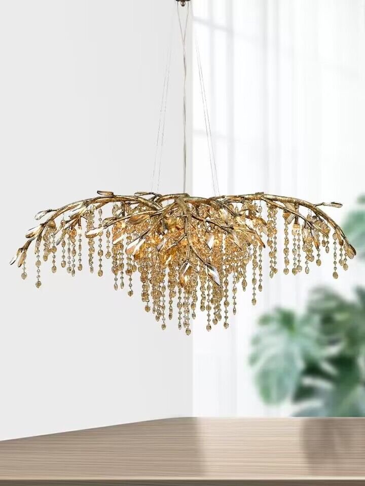 New Luxury Branch Crystal Pendant Chandelier Designer Creative Art Dining Room/Living Room Light Fixture - L26.8"*W29.52"*H14.2"GoldWarm Lightcasivra
