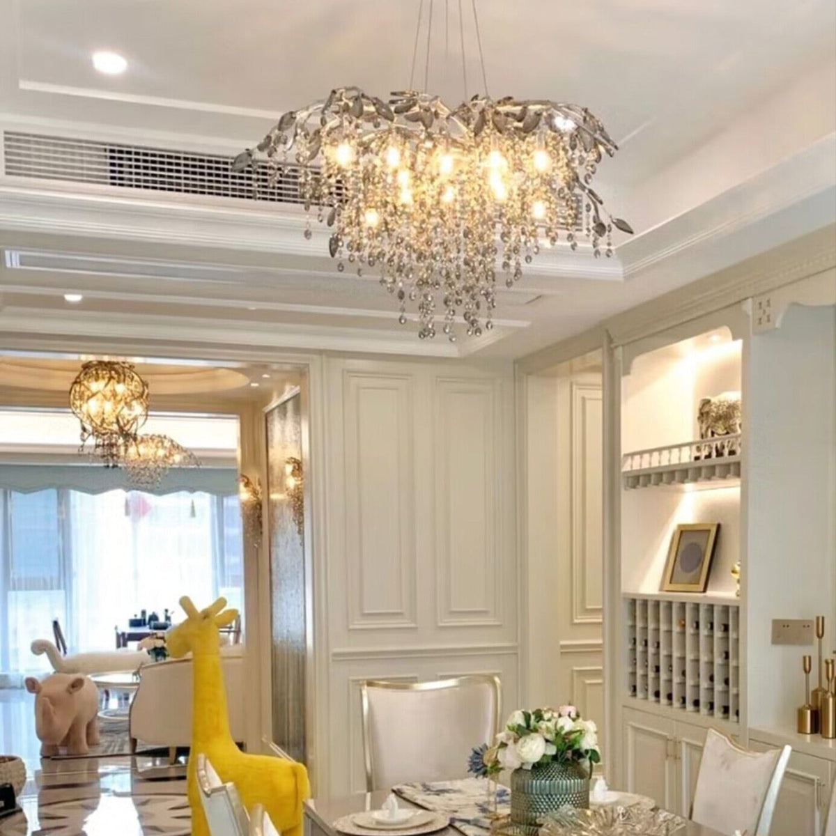 New Luxury Branch Crystal Pendant Chandelier Designer Creative Art Dining Room/Living Room Light Fixture - L26.8"*W29.52"*H14.2"GoldWarm Lightcasivra