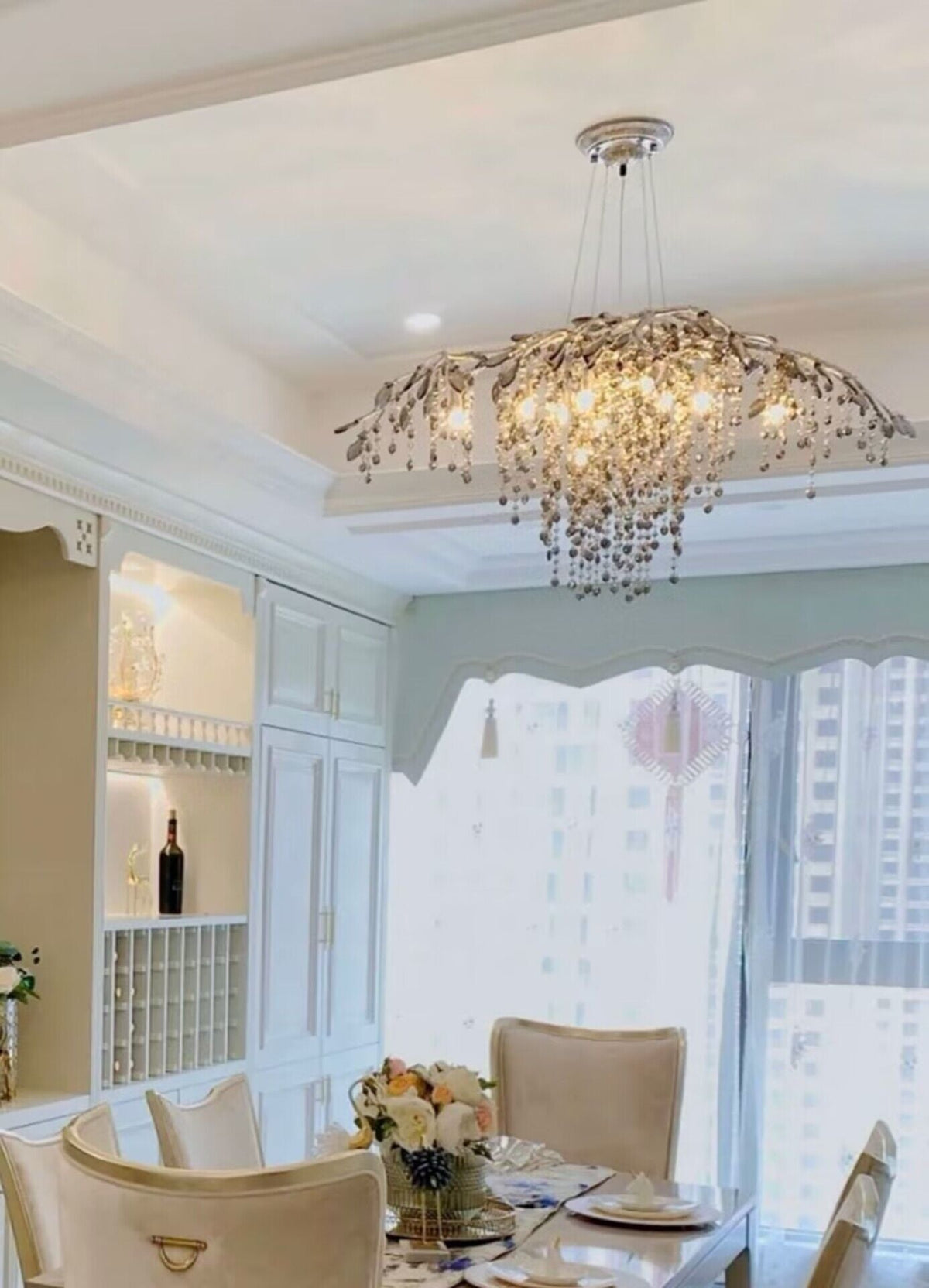 New Luxury Branch Crystal Pendant Chandelier Designer Creative Art Dining Room/Living Room Light Fixture - L26.8"*W29.52"*H14.2"GoldWarm Lightcasivra