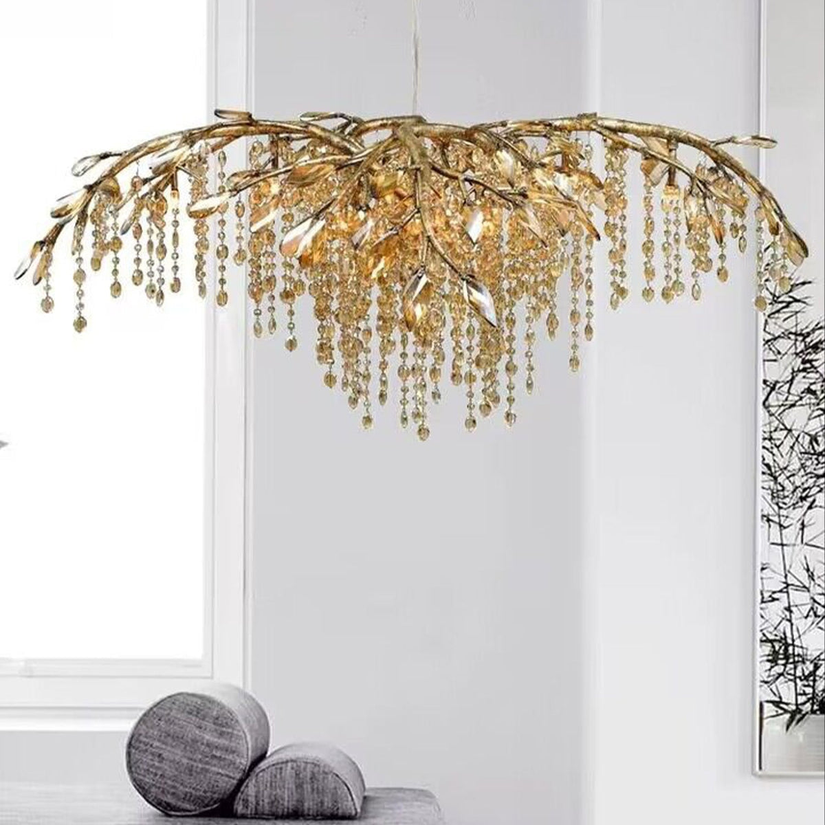 New Luxury Branch Crystal Pendant Chandelier Designer Creative Art Dining Room/Living Room Light Fixture - L102.4"*W29.52"*H36.9"GoldWarm Lightcasivra