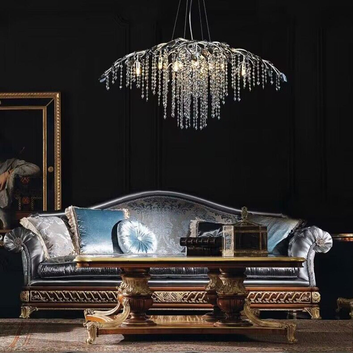 New Luxury Branch Crystal Pendant Chandelier Designer Creative Art Dining Room/Living Room Light Fixture - L39.4"*W29.52"*H15.7"ChromeWarm Lightcasivra
