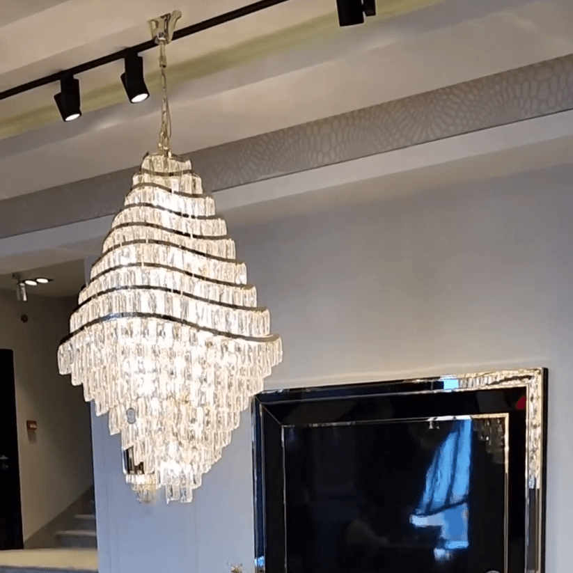 New Luxury Wavy Multi-tiered Crystal Chandelier for Living Room - 22 Lights/D39.4"*H74.4"casivra