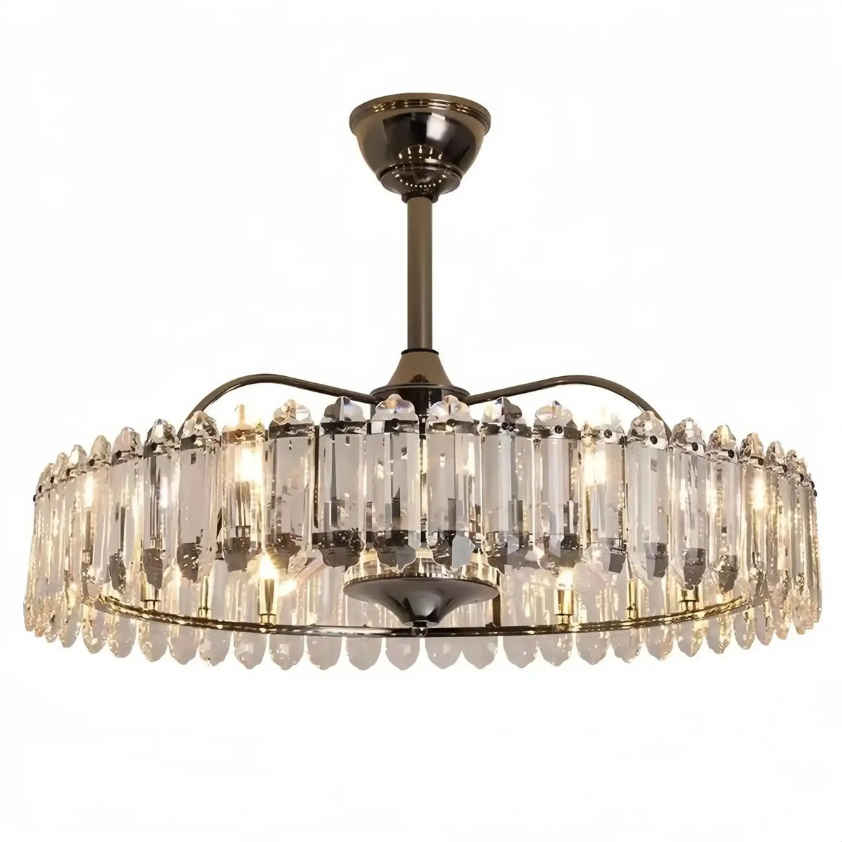 New Modern Invisible Fan Light Candle Crystal Chandelier - Style A: D35.4"Three - Color Light (Warm/White/Natural)casivra