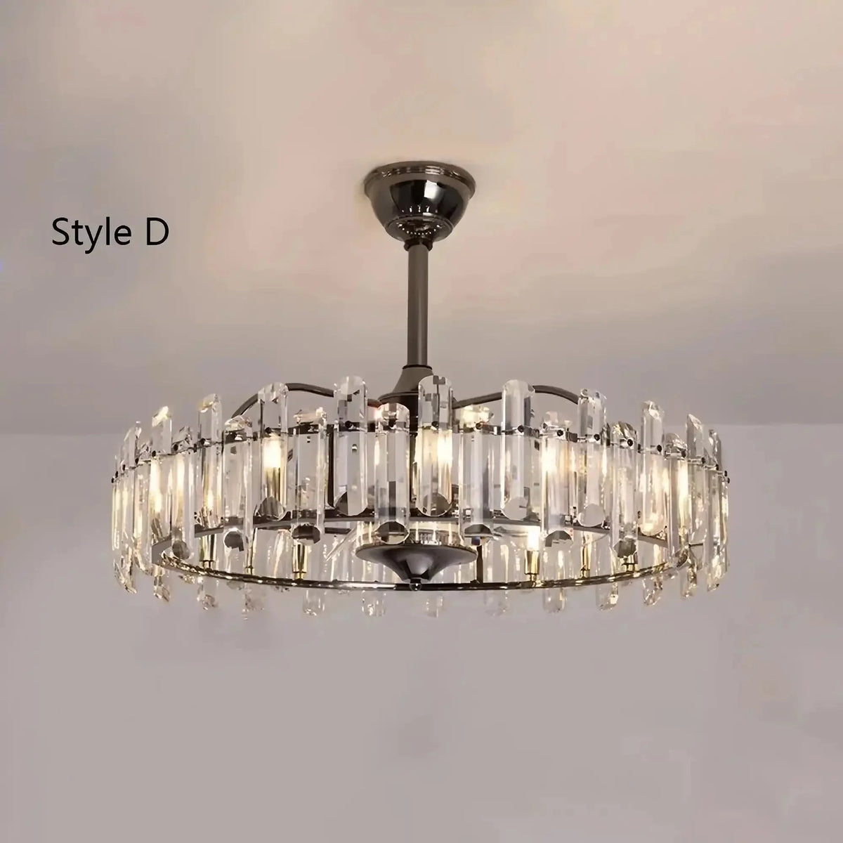 New Modern Invisible Fan Light Candle Crystal Chandelier - Style D: D26.0"Three - Color Light (Warm/White/Natural)casivra